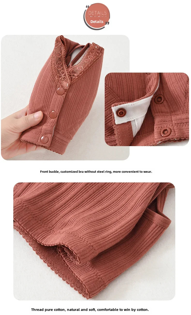 INTIMO SECRETS Women’s Cotton Front-Clasp Vest Bra – Wire-Free Comfort for Middle-Aged Women