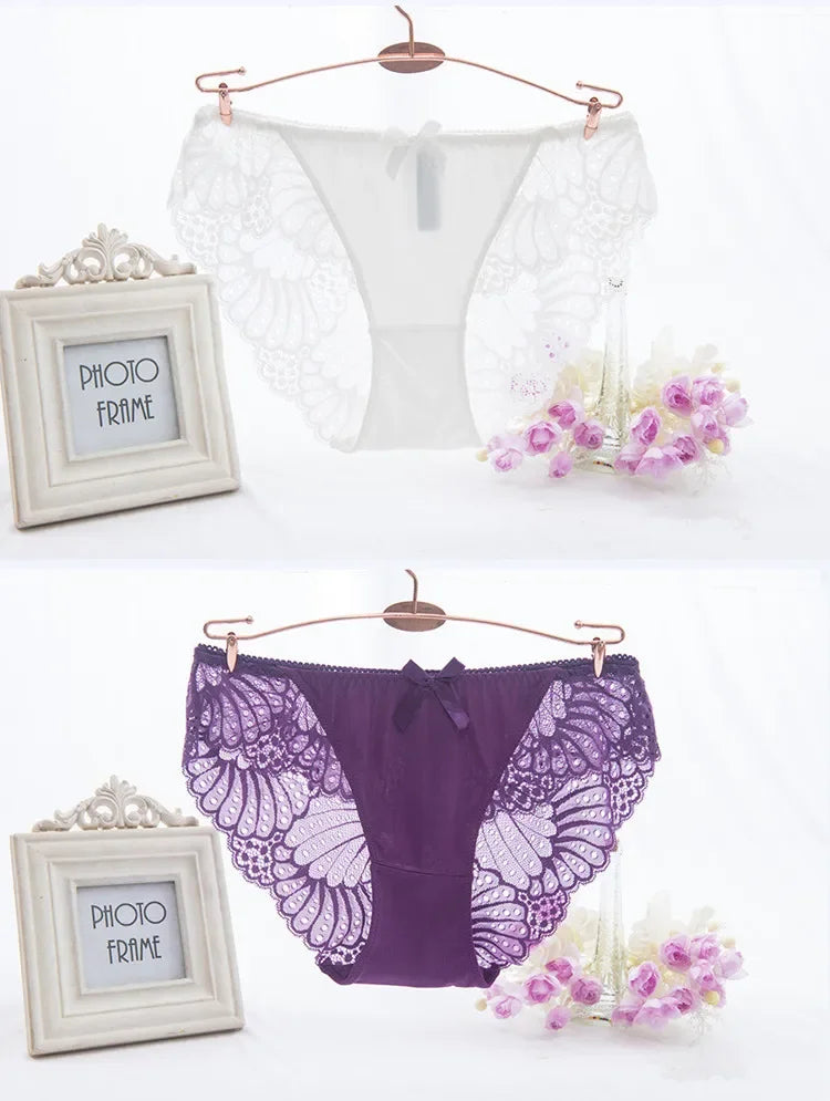 Hot Selling Item Fashion Women Underwear Sexy Lace Transparent Low Waist Hollow T Back Panties Lady Briefs Big Size M-3XL