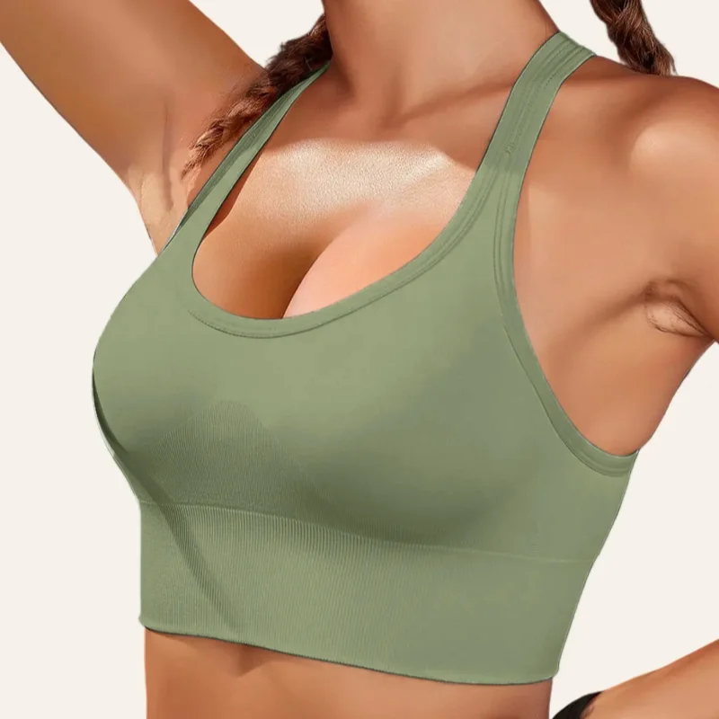 INTIMO SECRETS Women’s High-Impact Backless Sports Bra – Gathered, Breathable Fitness Top