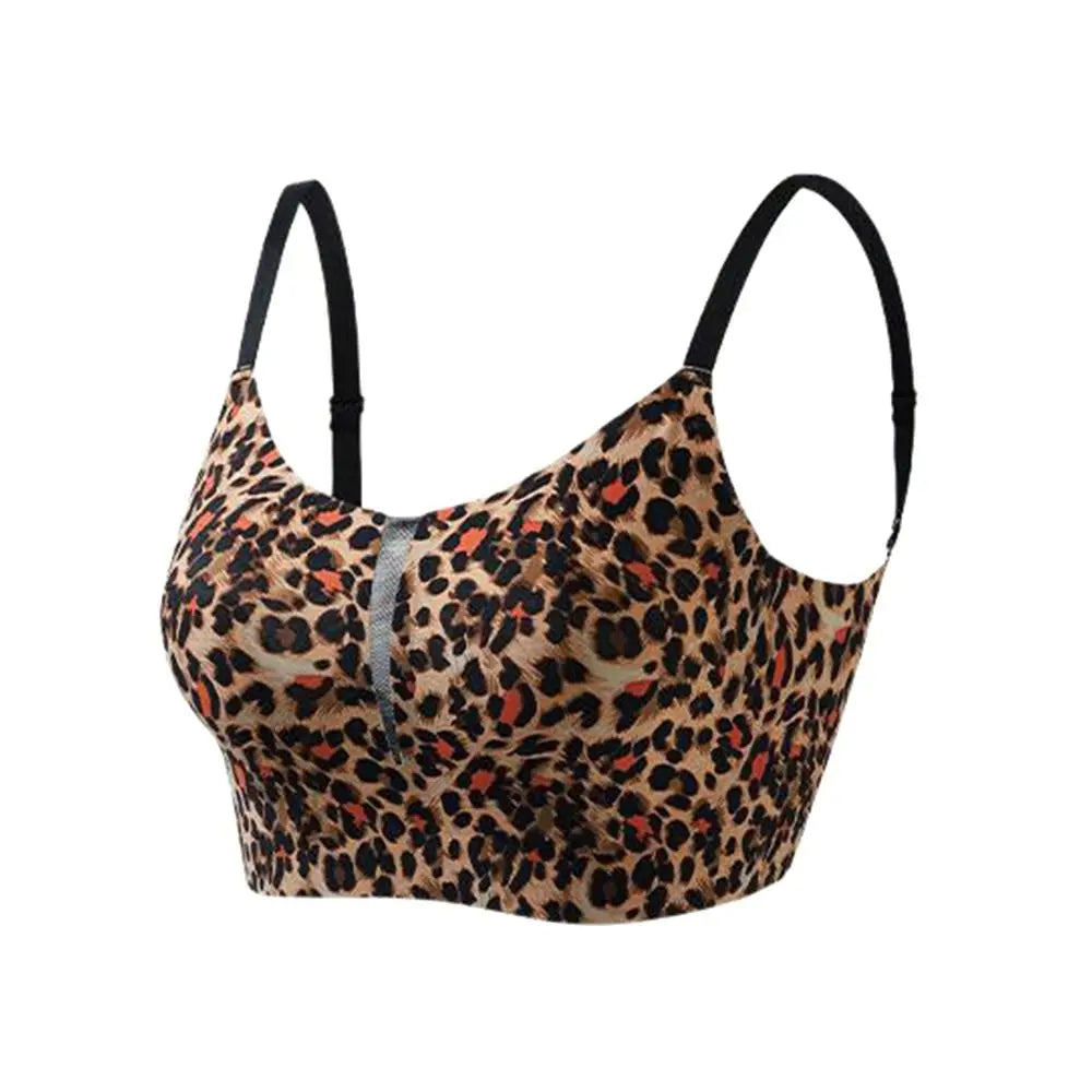 INTIMO SECRETS Leopard Print Wireless Minimizer Bra – Anti-Sag, Large Bust Support