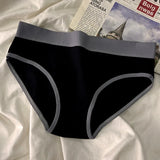 3Pcs/set Women's Panties Cotton Sports Briefs Middle Waist Solid Color Underwear Soft Breathable Underpants Female Sexy Lingerie