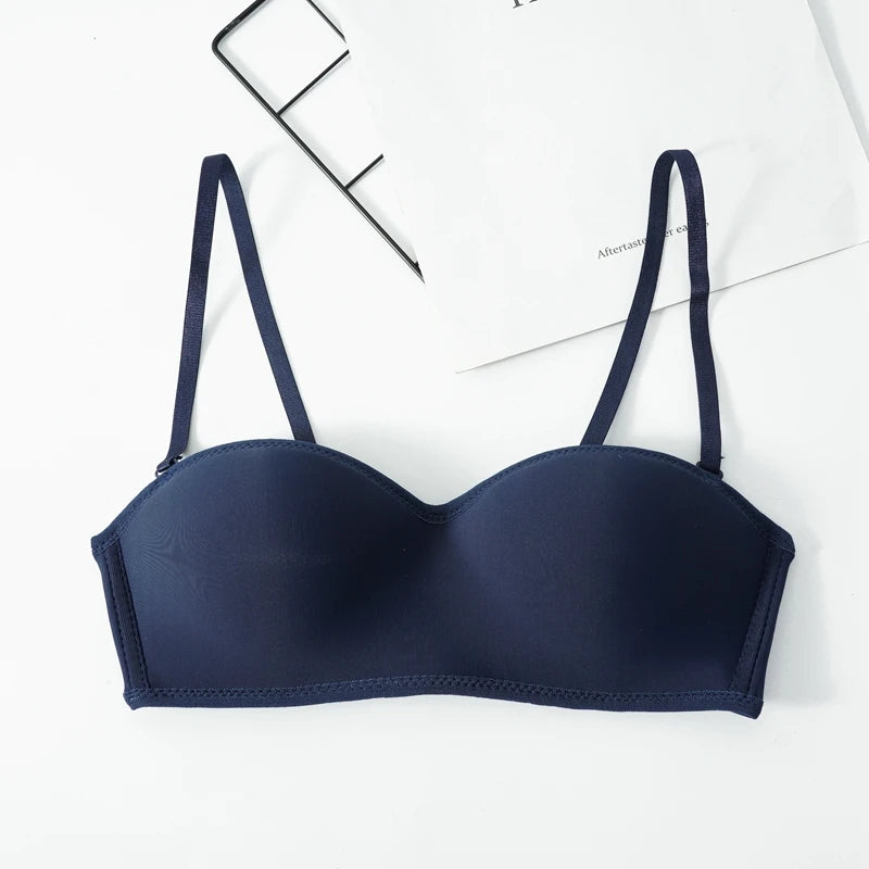 INTIMO SECRETS Women’s Invisible Strapless Bralette – 1/2 Cup Seamless Sexy Bra for Party & Wedding