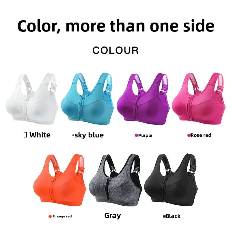 INTIMO SECRETS Women’s Shockproof Sports Bra – Front Zipper Yoga Vest