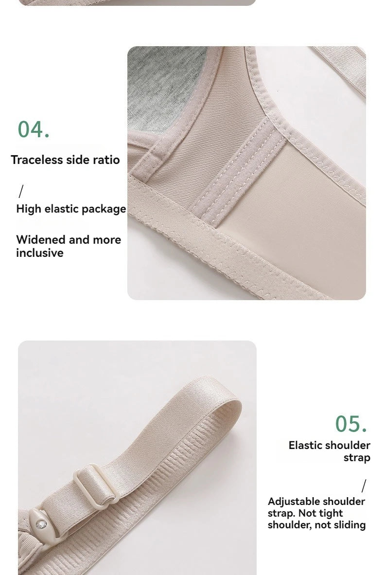 New Non-magnetic Thin Cup Glossy Fat Mm Bra Large Size No Underwire Comfortable Breathable Gathered Women's Underwear