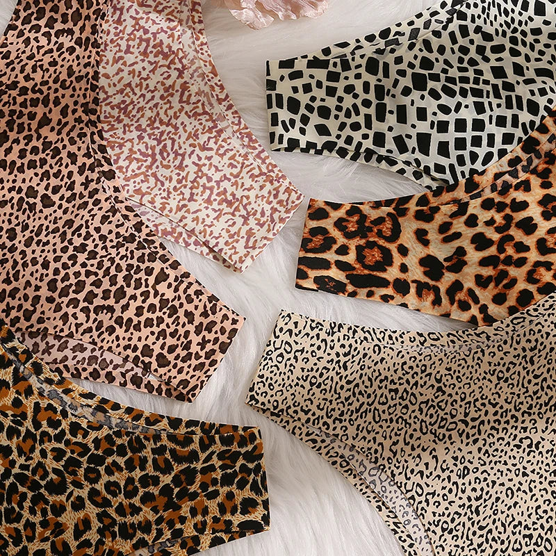 INTIMO SECRETS 3PCS Leopard Thongs – Seamless Satin G-String Underwear for Women