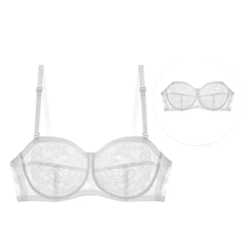 INTIMO SECRETS Women’s Mesh Lace Transparent Bra – Seamless Push-Up Invisible Lingerie for Wedding
