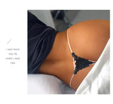 INTIMO SECRETS Embroidered Lace Thong – Seamless Satin T-Back G-String