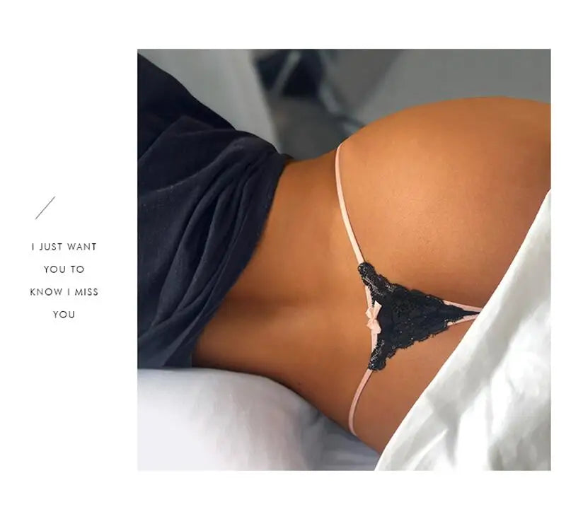 INTIMO SECRETS Embroidered Lace Thong – Seamless Satin T-Back G-String