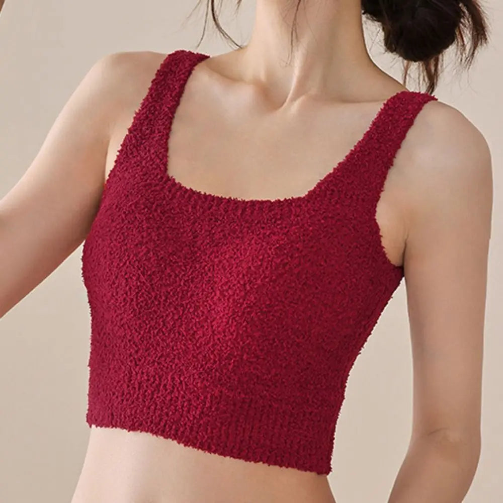 INTIMO SECRETS Winter Warm Fleece Bralette – Padded Thermal Crop Top