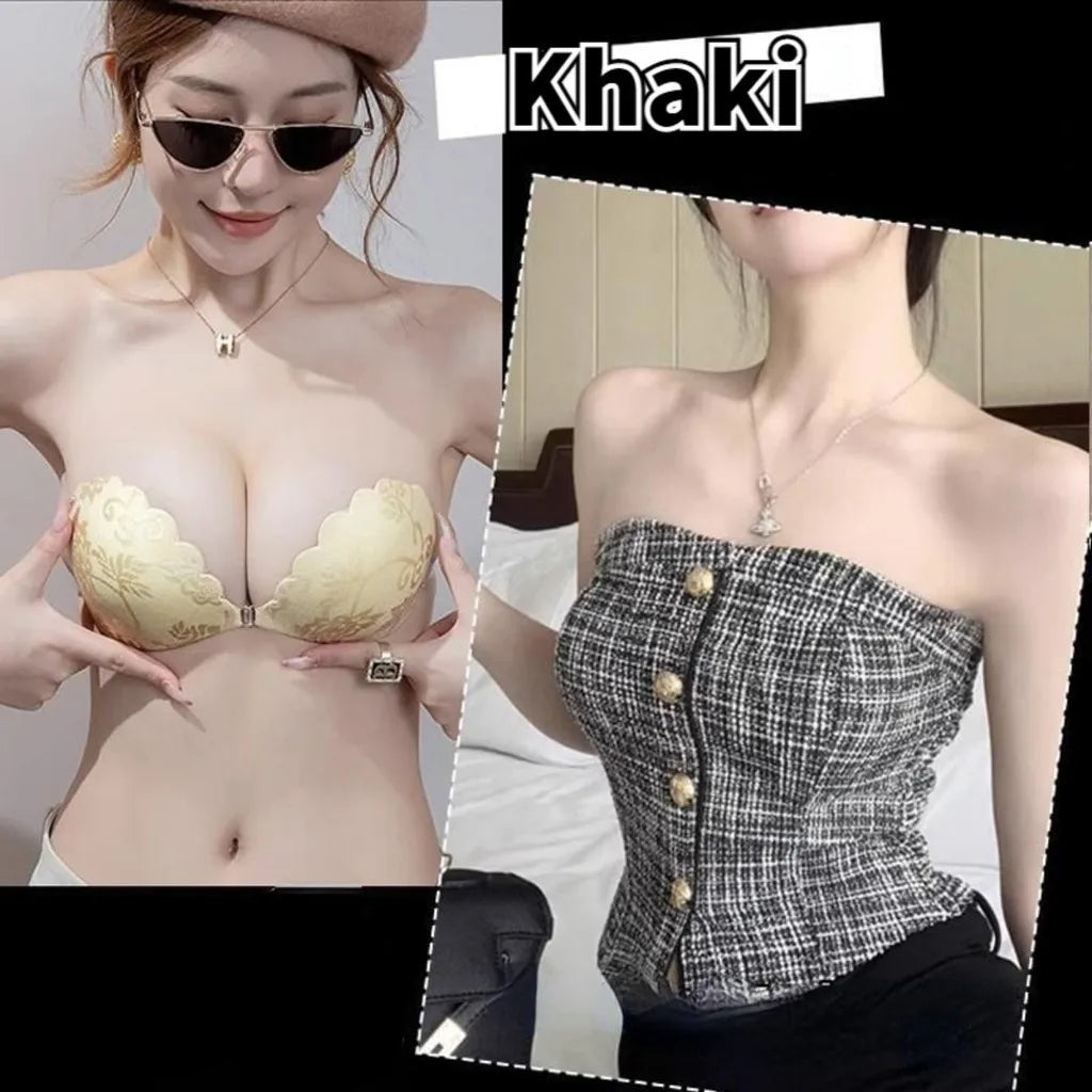 Adhesive Push Up Bra with Invisible Straps for Backless Outfits Silicone Nipple Bra Reusable Strapless Nipple Tape