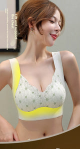 Seamless Lace Backless Bra Vest Fixed Cup Push-Up Side Breast Collection Wireless Vest Style Sleep Bra