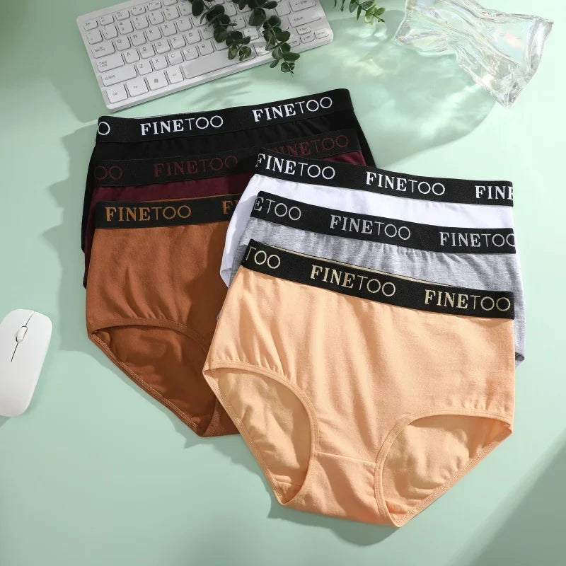 Finetoo 3Pcs Women's Cotton Briefs Women Seamless Plus SizePanties Breathable Underwear Female Low Waist Soft Lingerie S-XXL