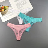 INTIMO SECRETS Plus Size Lace Cotton Thongs – Seamless T-Back G-String Underwear for Women 3PC