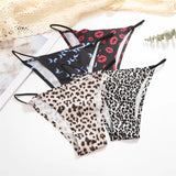 4Pcs/Set Graphic Print Briefs Women Seamless Ultra-thin Panties Sexy Low Waist Leopard Love Underwear Girls Breathable Lingerie