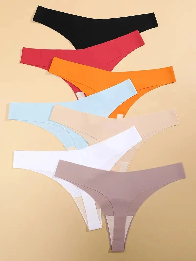 INTIMO SECRETS 7-Pack Women’s Seamless Ice Silk Low-Rise Thong Panties (XS-XL)