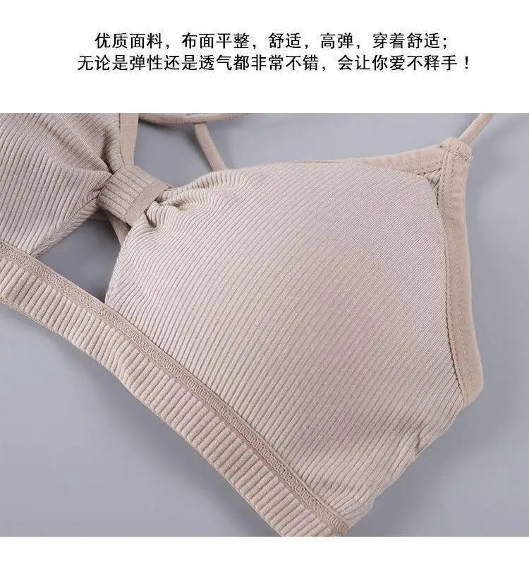 2023 sexy threaded sports yoga bra pure cotton sports bra fitness top bra breathable strap underwear bra pad wrap chest