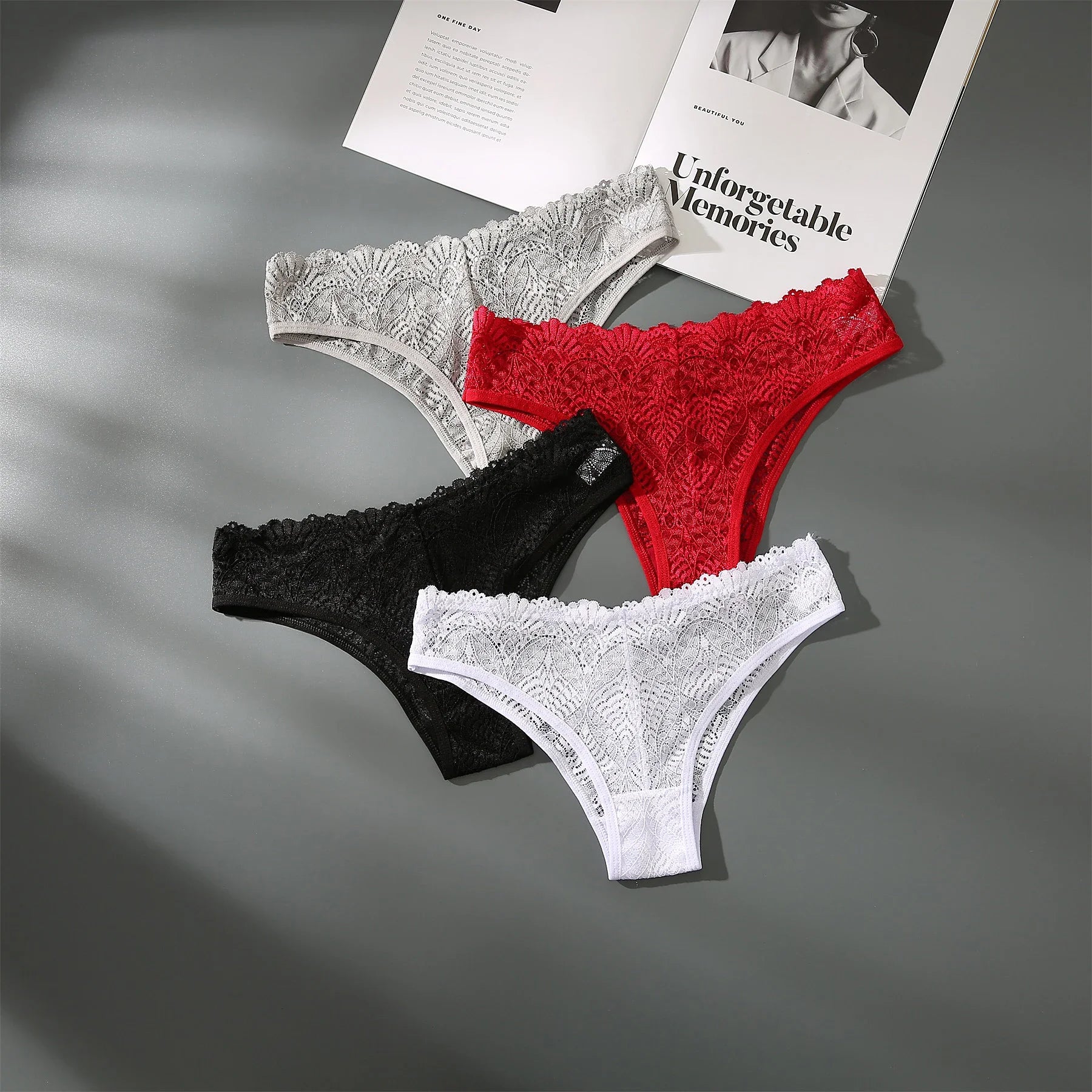 INTIMO SECRETS Women’s Low-Waist Hollow Lace Embroidered Panties – Summer Breathable