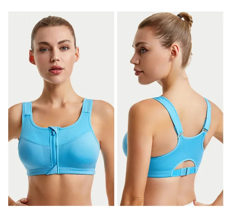 INTIMO SECRETS Women’s Shockproof Sports Bra – Front Zipper Yoga Vest