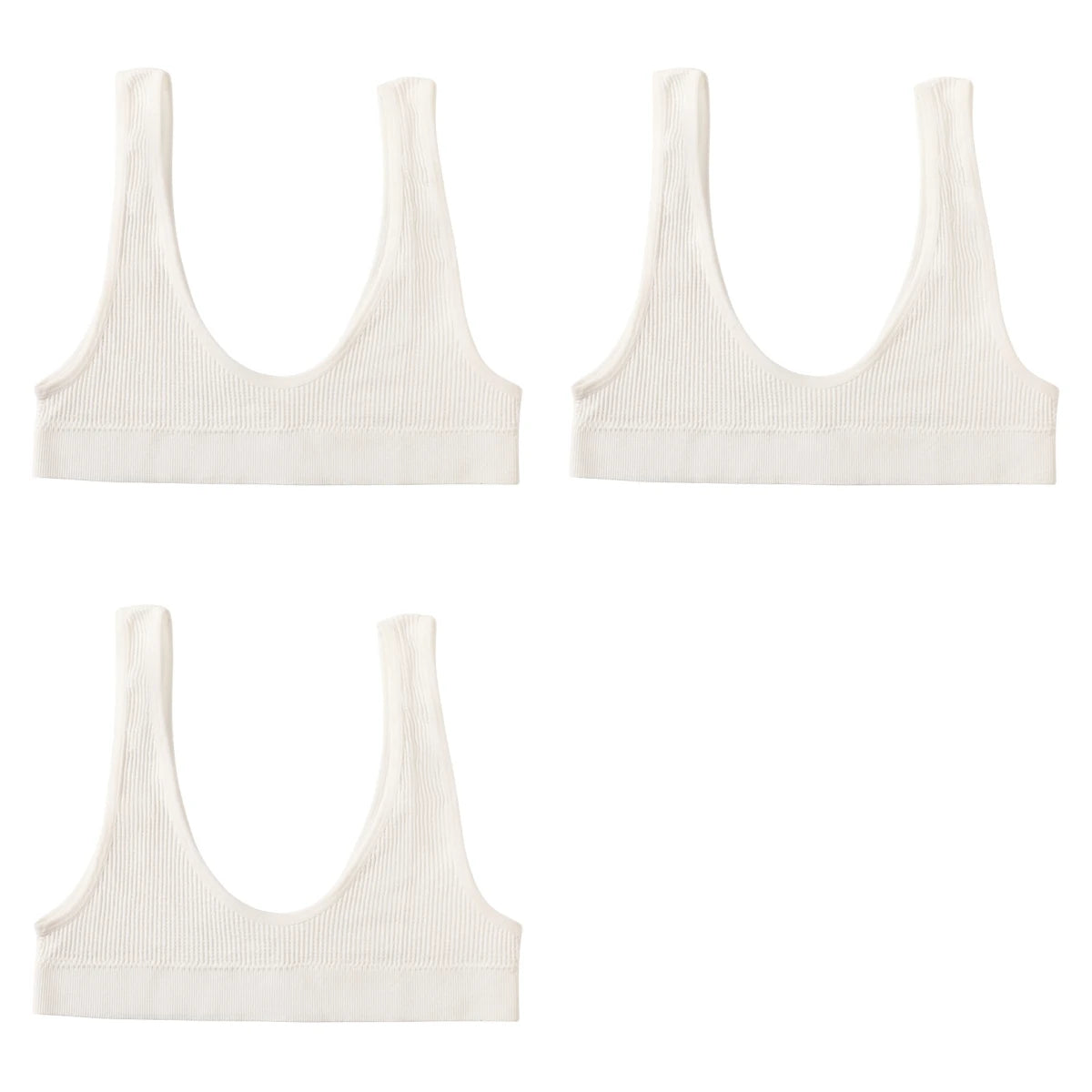 INTIMO SECRETS 3-Piece Seamless Push-Up Sports Bra Set – Deep U-Shape Ribbed Lingerie