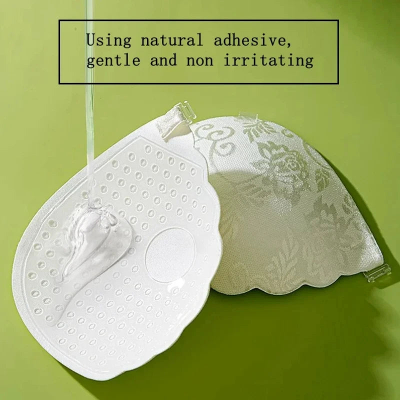 Women Silicone Chest Stickers Lace Push Up Waterproof Nipple Cover Invisible Self-Adhesive Nipple Tape Reusable Strapless Bra