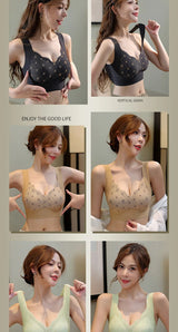 Seamless Lace Backless Bra Vest Fixed Cup Push-Up Side Breast Collection Wireless Vest Style Sleep Bra