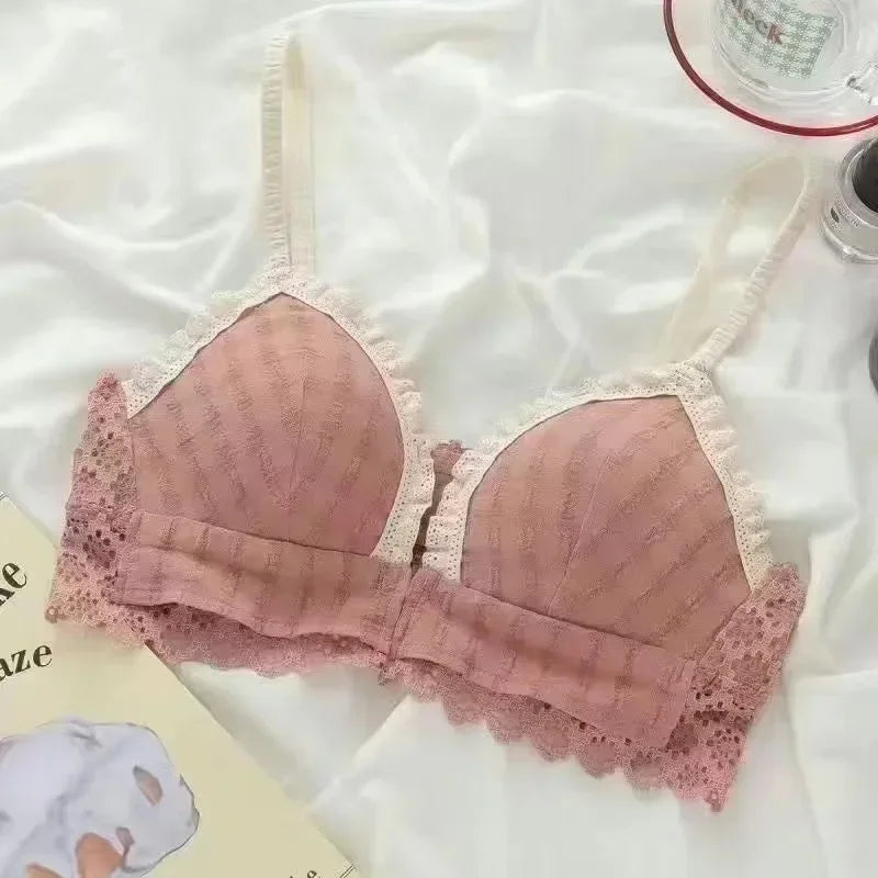 Front Button Wireless Bralette for Women – Lightweight Push-Up Comfort Bra