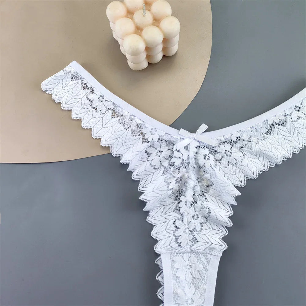 INTIMO SECRETS 3PCS Lace Thongs – Transparent Mid-Waist G-Strings Plus Size
