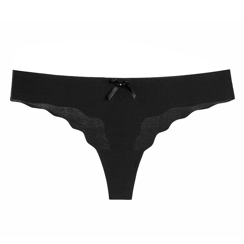INTIMO SECRETS Women’s Sexy Thong – Seamless Invisible G-String, Ruffle T-Back Underwear