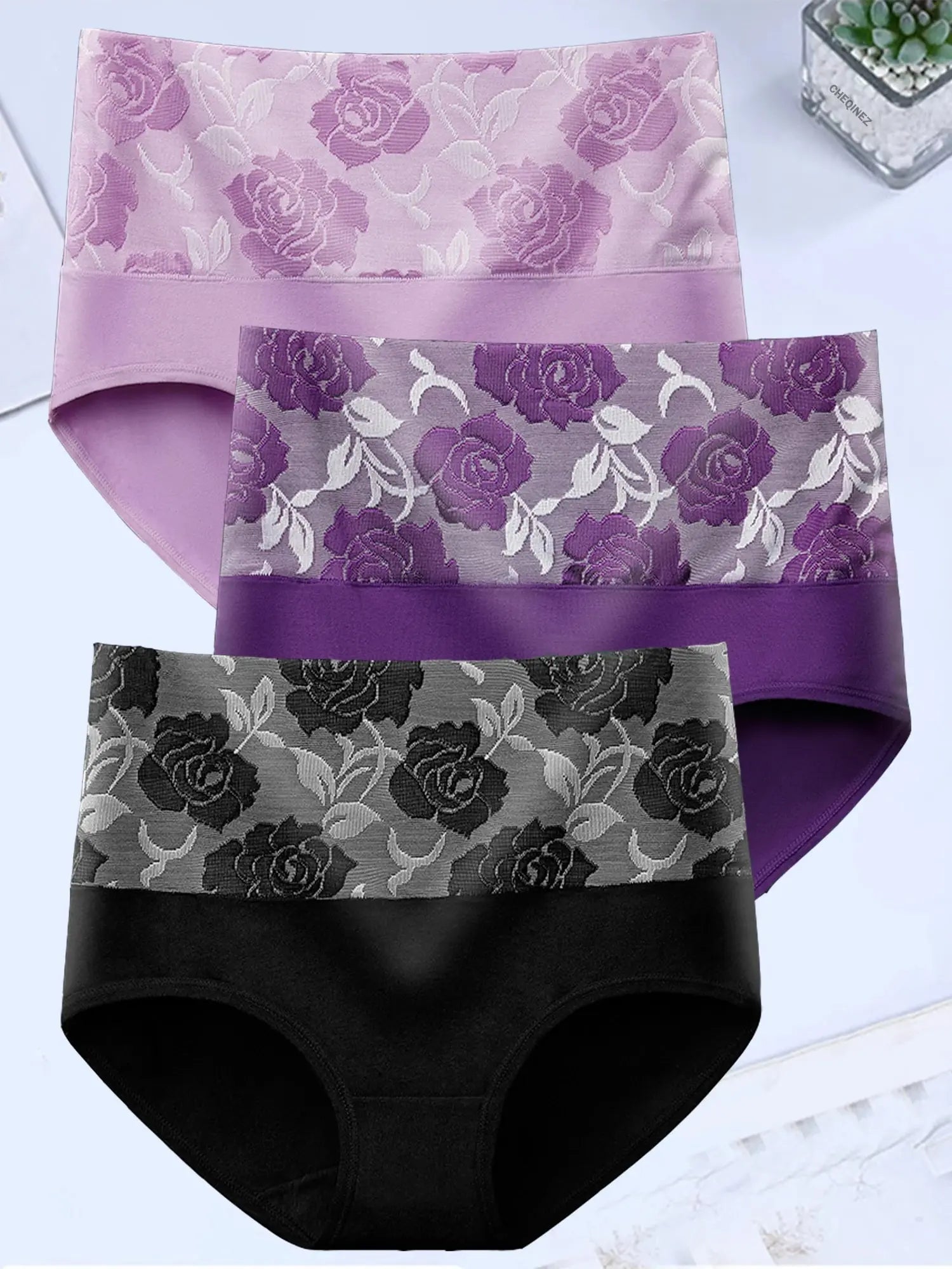 INTIMO SECRETS 3PCS High Waist Cotton Panties – Plus Size Women’s Lingerie