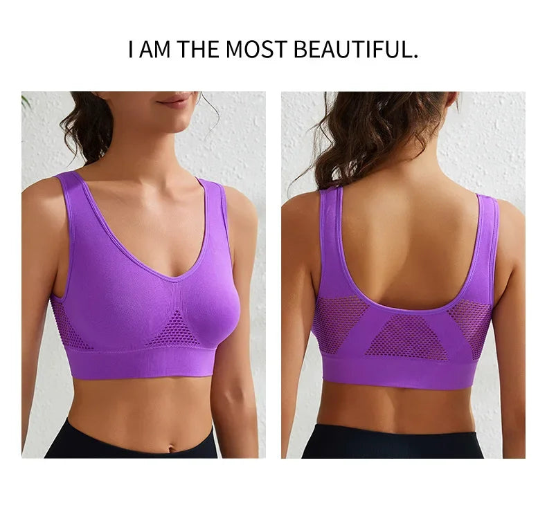 INTIMO SECRETS Women’s Wireless Sports Bra – Breathable Yoga Vest with Removable Pads
