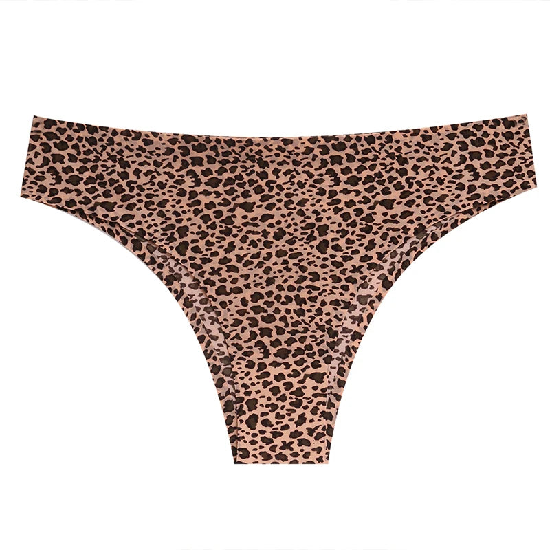 INTIMO SECRETS 3PCS Leopard Thongs – Seamless Satin G-String Underwear for Women