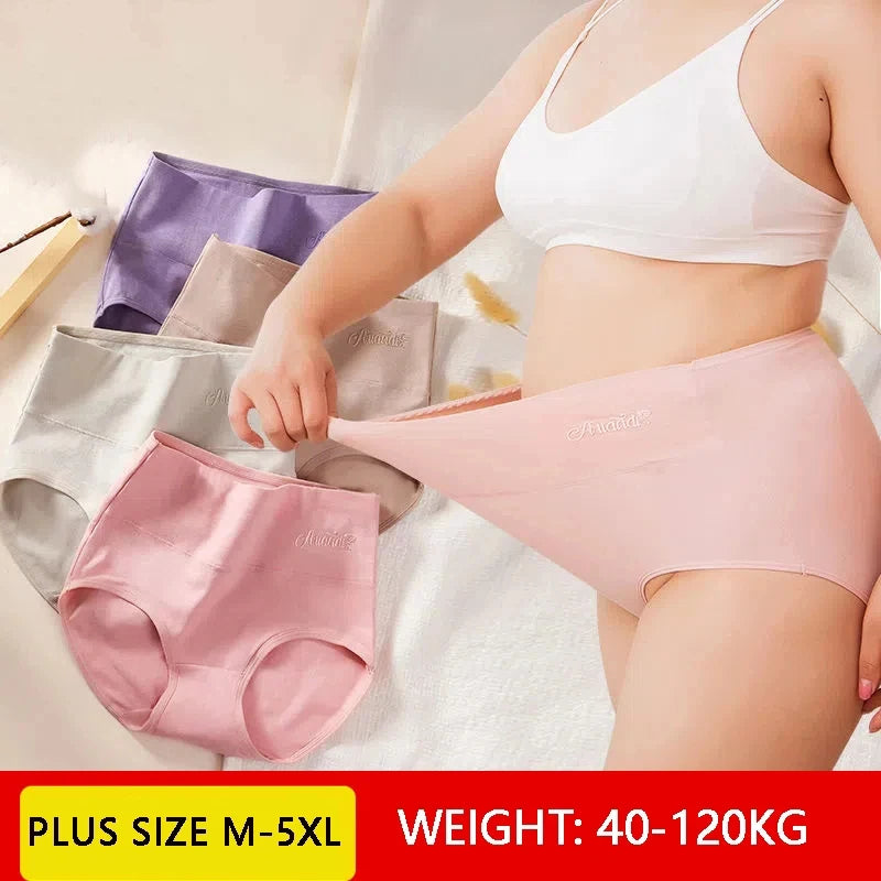 4Pcs High Waist Cotton Panties Women Underwear Body Shaper Soft Ladies Briefs Plus Size Sexy Panty Female Breathable Lingerie