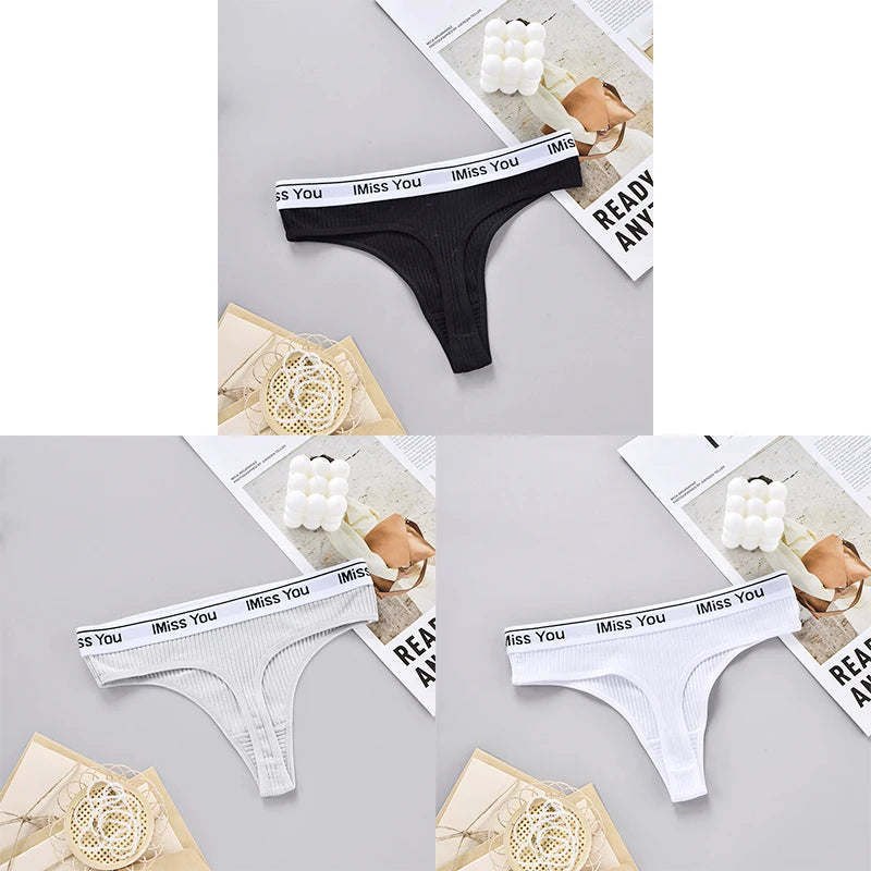 INTIMO SECRETS 3-Pack Women’s Cotton Thongs – Low-Waist, Soft & Comfortable G-String Panties
