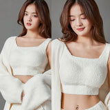 INTIMO SECRETS Winter Warm Fleece Bralette – Padded Thermal Crop Top