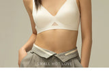 Wireless Deep V Seamless Bra for Women – Soft 3/4 Cup Hollow Out Comfort Lingerie
