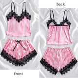 Two Piece Women's V-Neck Sexy Lace Suspender Pajama Shorts Set Casual Women's Sleeveless Sexy Pajama Set