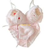 INTIMO SECRETS Anime Bear Plush Bra & Tie-Side Panty – Furry Lingerie Set