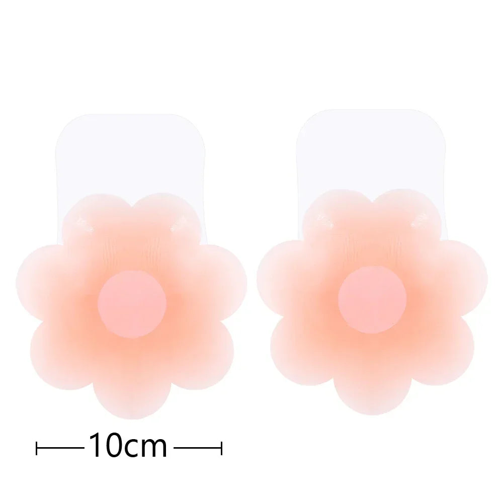 2pcs Silicone Nipple Cover Lift Up Bra Sticker Adhesive Invisible Bra Breast Pasty Women Chest Petals Reusable Strapless Bras