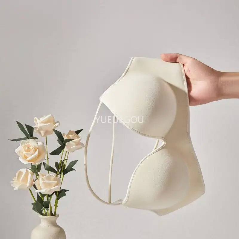 INTIMO SECRETS Women’s Thick Push-Up Bra – AA Cup, Wireless, Cross Strap, Seamless T-Shirt Bra