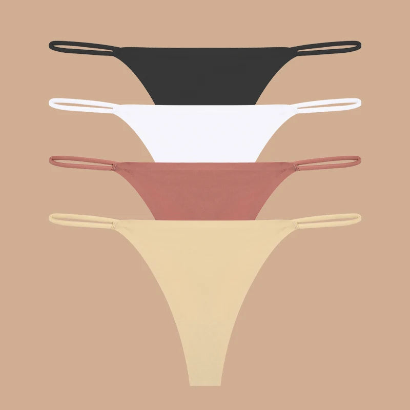 INTIMO SECRETS 4-Pack Women’s Seamless Ice Silk Thongs – Low-Waist, Stretchy G-String Panties