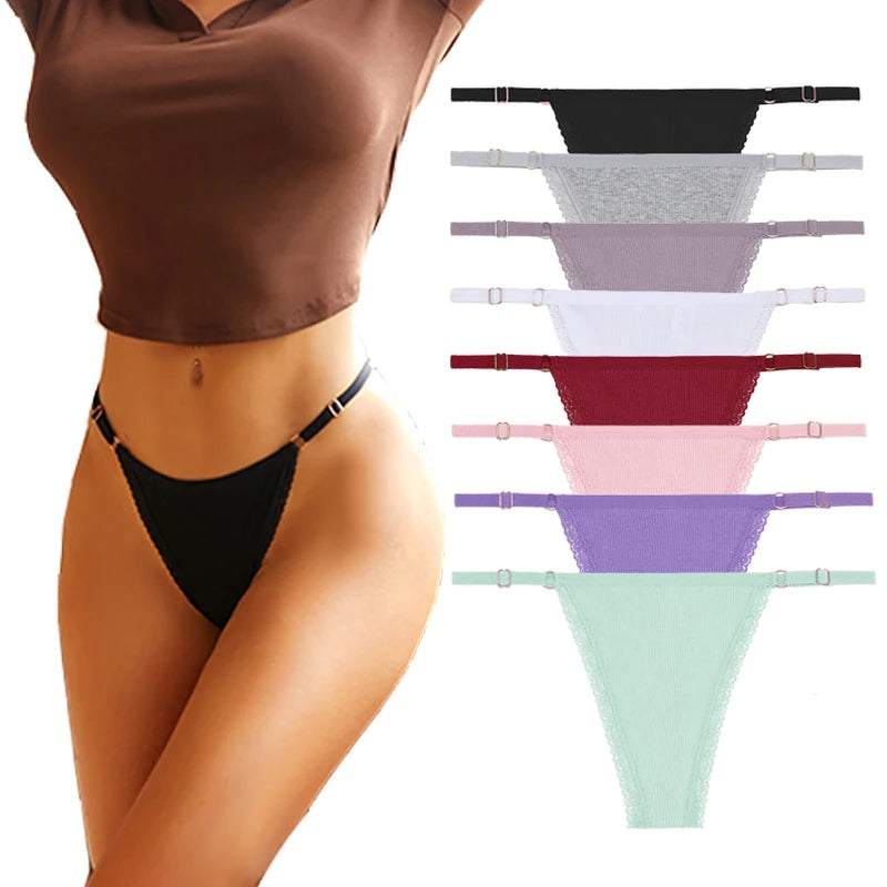 INTIMO SECRETS 4PCS Cotton Lace G-String – Low-Rise Thongs for Women