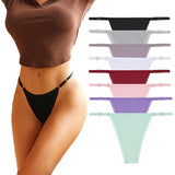 INTIMO SECRETS 4PCS Cotton Lace G-String – Low-Rise Thongs for Women