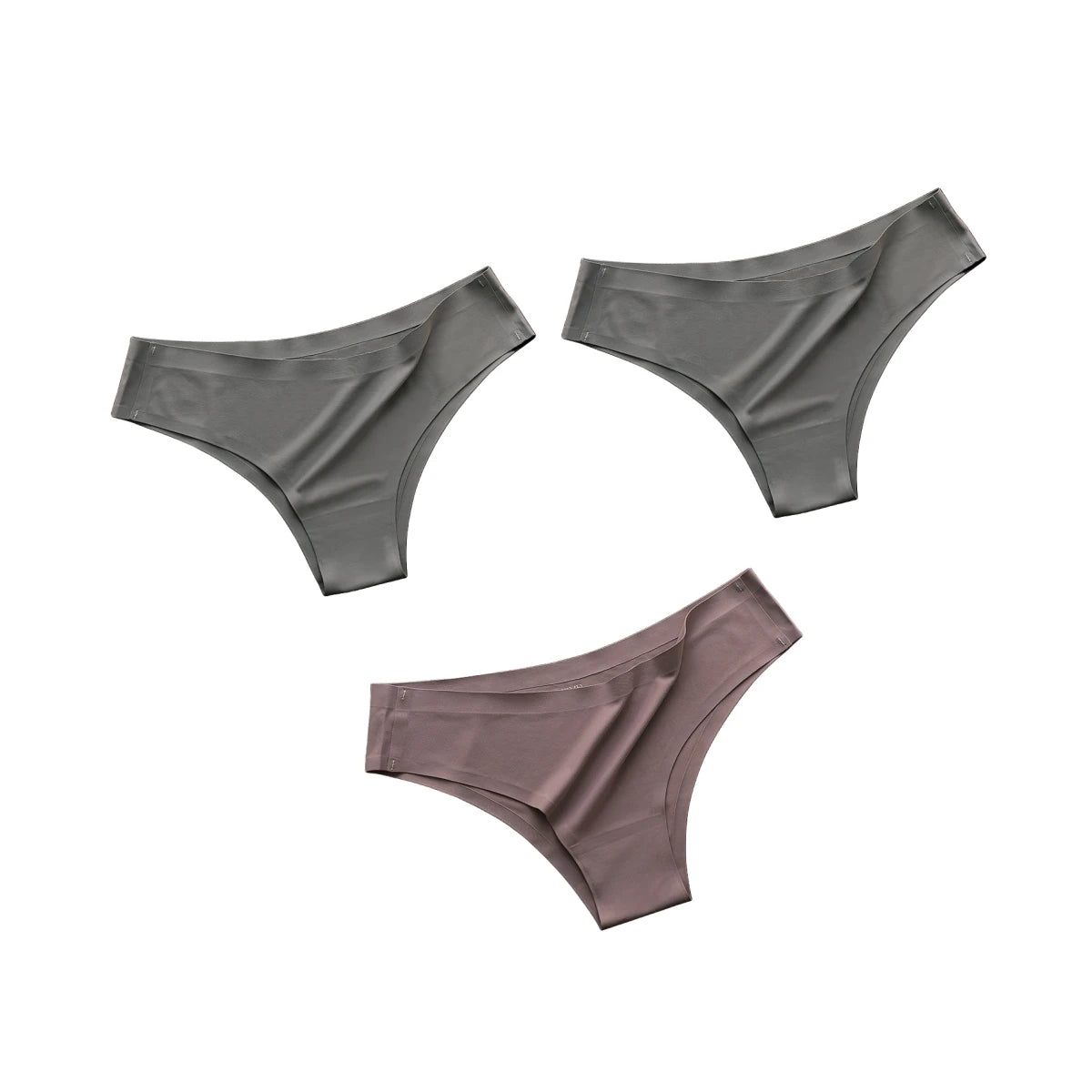 3Pcs/Set Seamless Panties Women Underwear Ice Silk Underpants Low Rise Female Solid Color Ultra-thin Sexy Lingerie