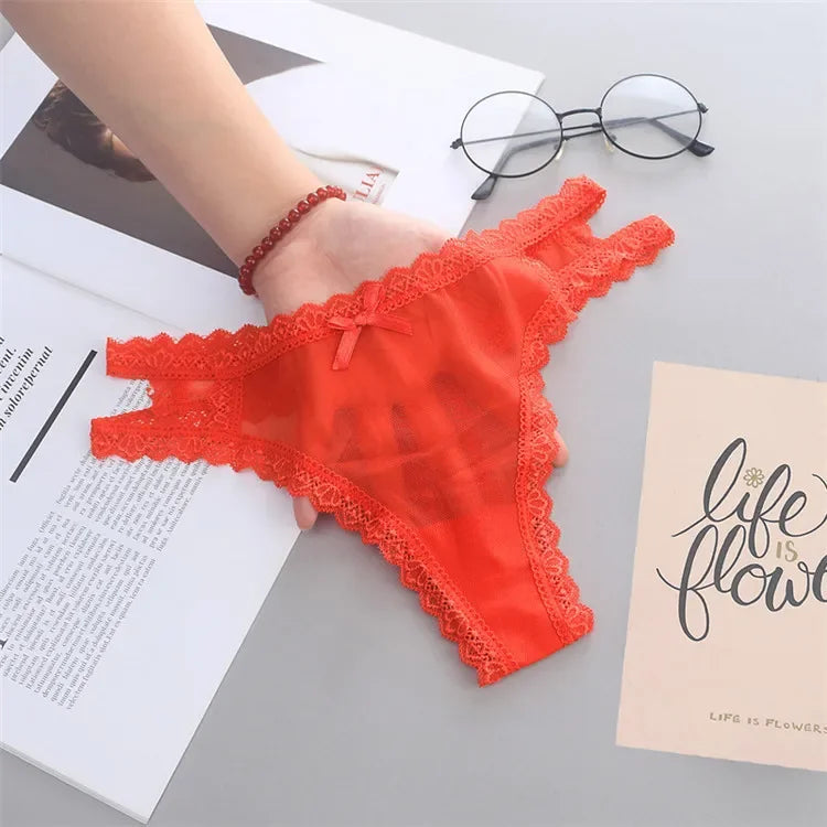 INTIMO SECRETS Women’s Summer Lace Thong – Low-Waist, Hollow-Out, Seamless & Breathable Panties