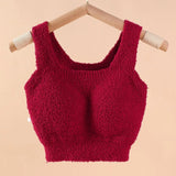 INTIMO SECRETS Winter Warm Fleece Bralette – Padded Thermal Crop Top