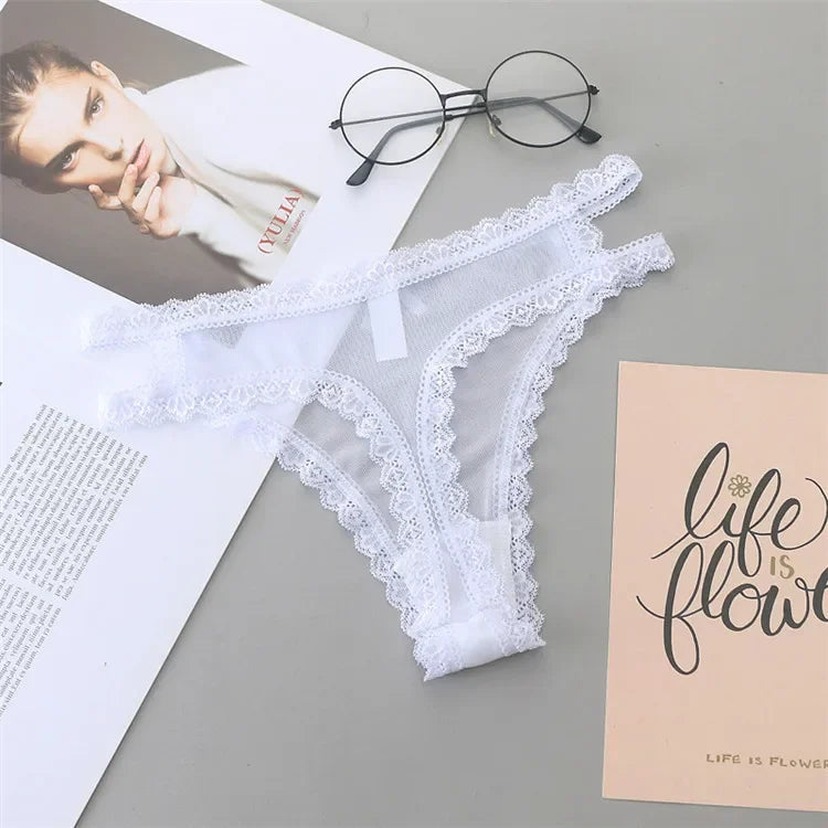 INTIMO SECRETS Women’s Summer Lace Thong – Low-Waist, Hollow-Out, Seamless & Breathable Panties