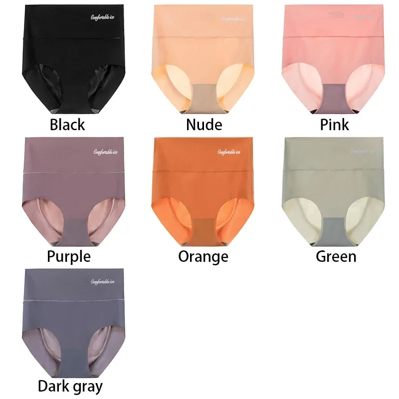 Ice Silk Seamless Briefs for Women High Waist Ultra-thin Sexy Panties Underwear Breathable Invisible Female Lingerie Underpants