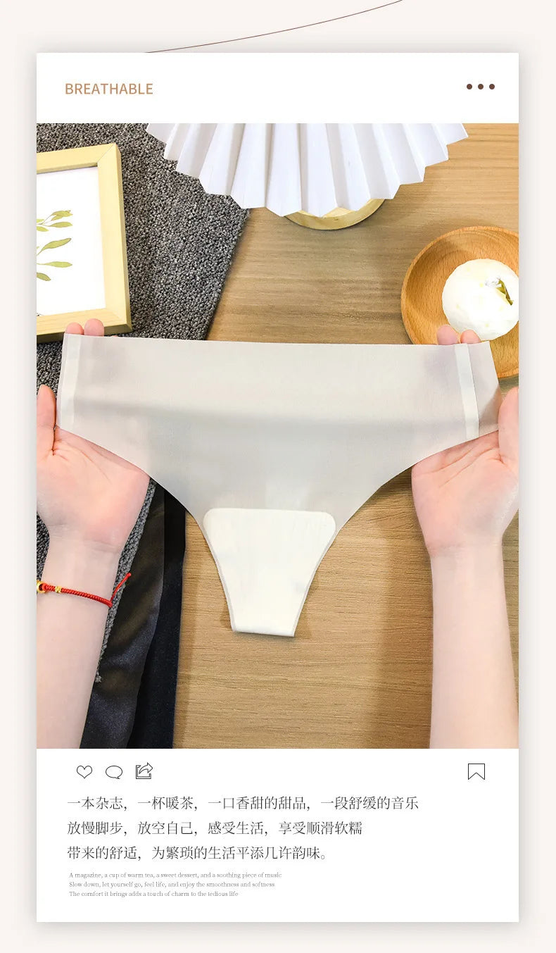 INTIMO SECRETS Transparent Thong – Ultra-Thin Seamless Low-Rise G-String for Women