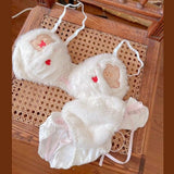 INTIMO SECRETS Anime Bear Plush Bra & Tie-Side Panty – Furry Lingerie Set