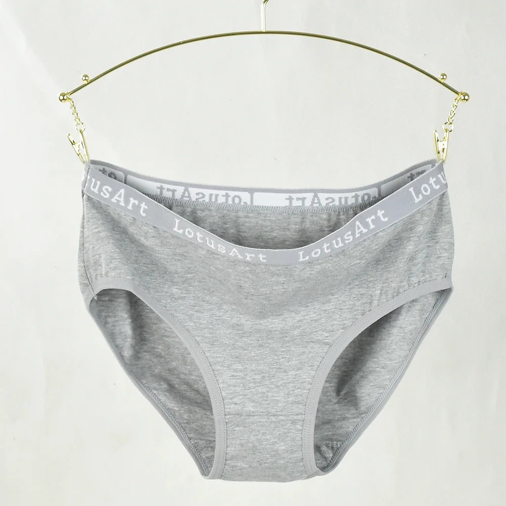 3PCS Women's Cotton Underwear High Elastic Letter Waistband Briefs Solid Color Fashionable Sports Soft Underwear